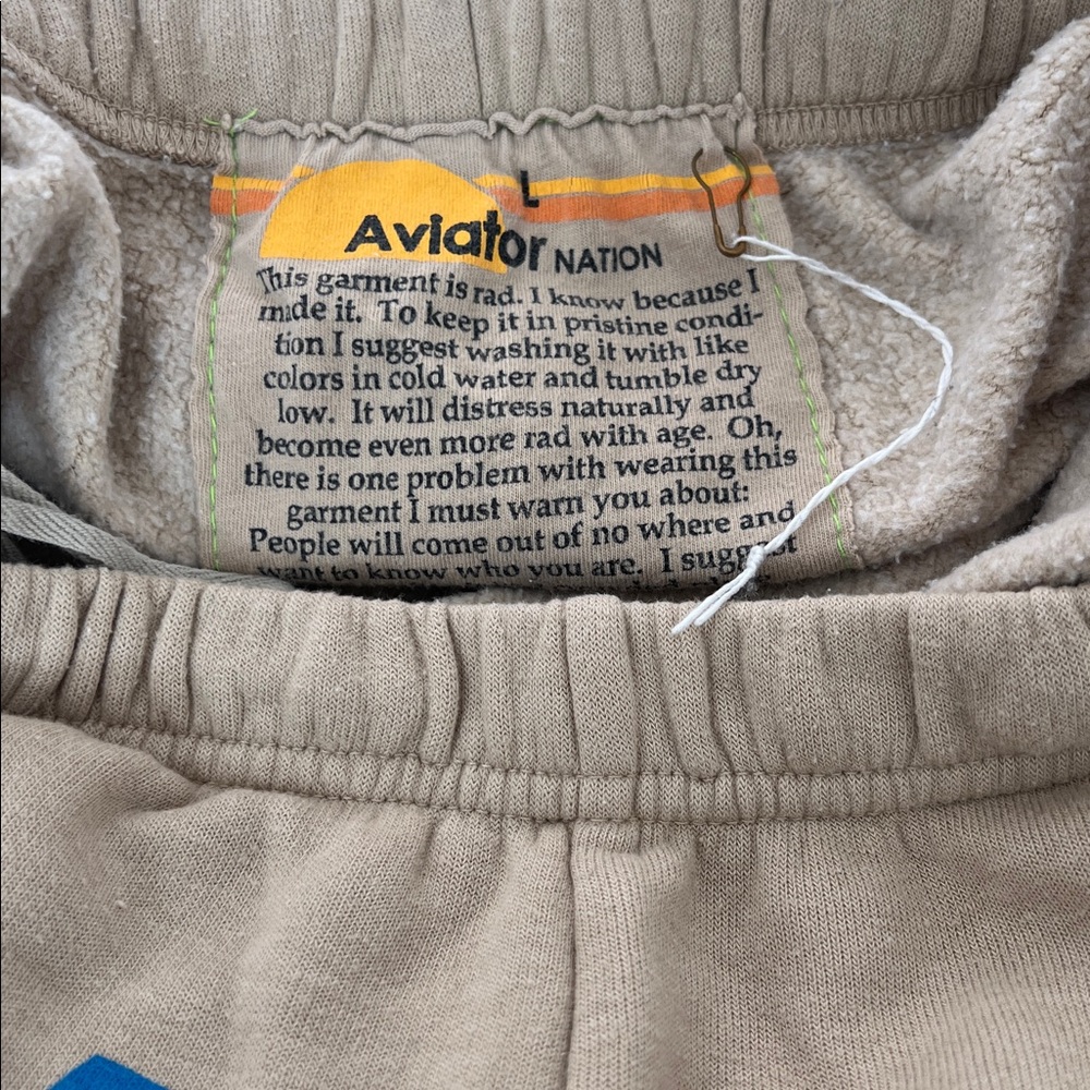 Aviator Nation Tan Sweatpants with Logo - Picture 3 of 4